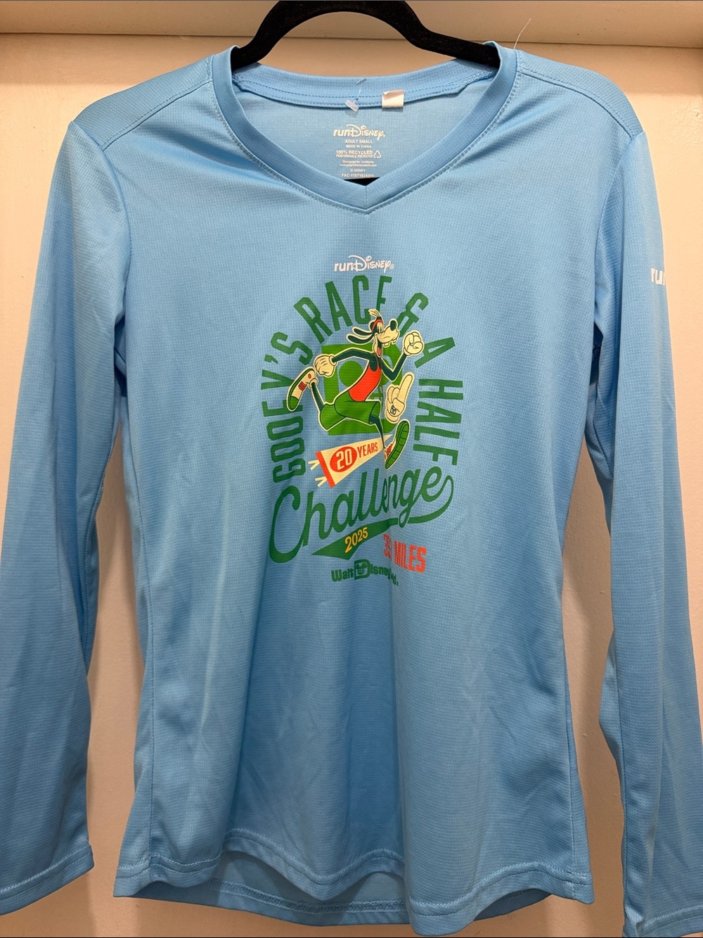 Disney Light Blue Goofy Race Challenge V-Neck Performance Tee